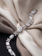 Diamond bracelet on a soft fabric background