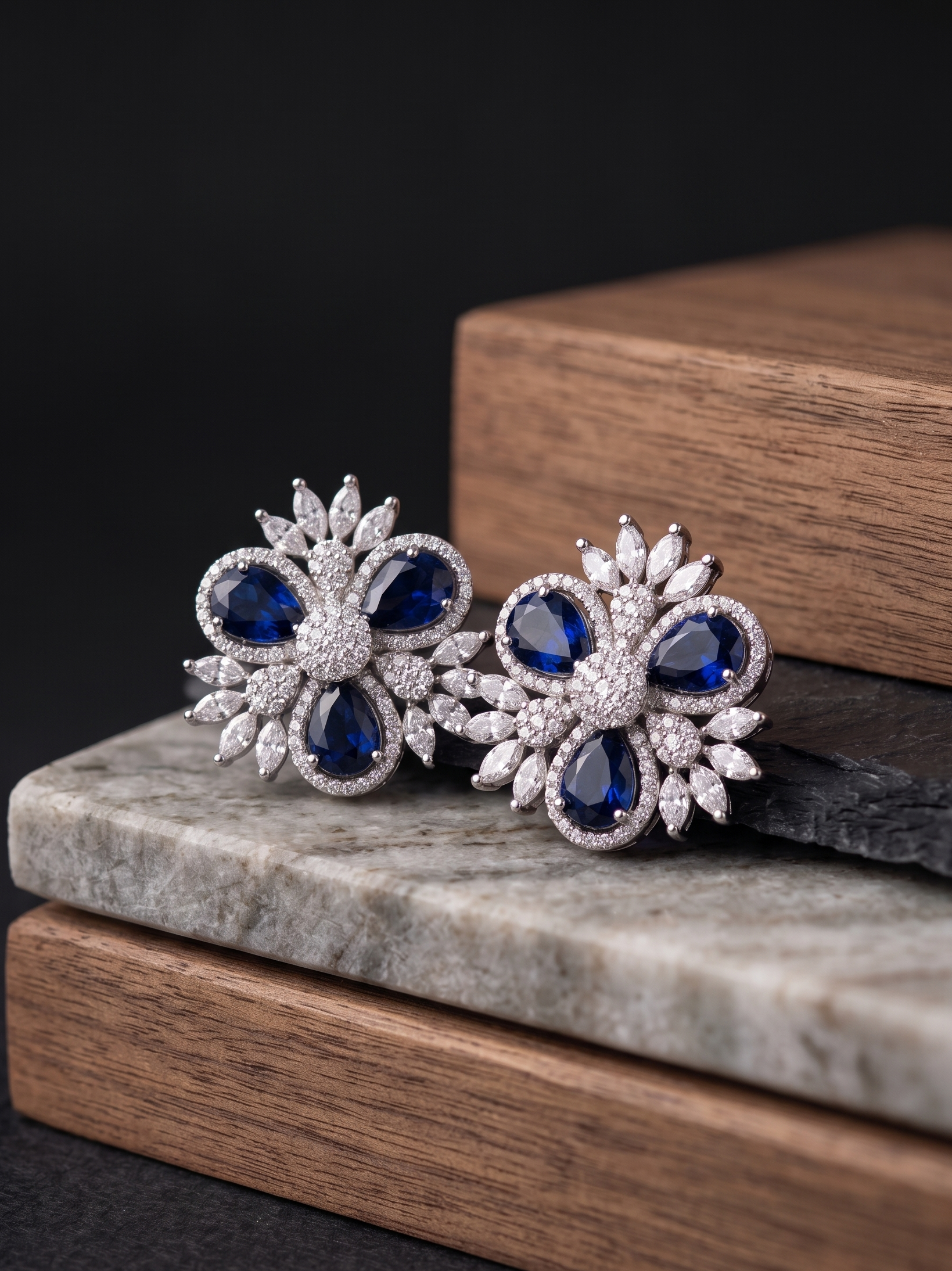 Crystal Edge Stud Earrings